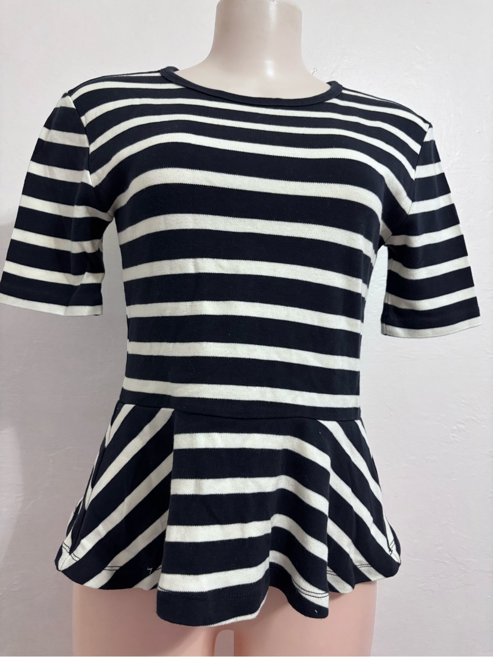 GAP Black and White Striped Peplum Tunic - Women